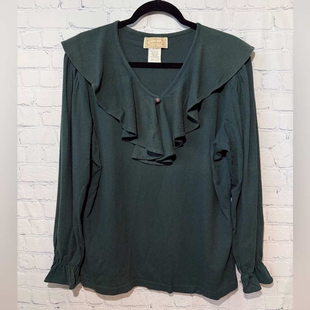 Vintage bonjour size XL dark green pullover top